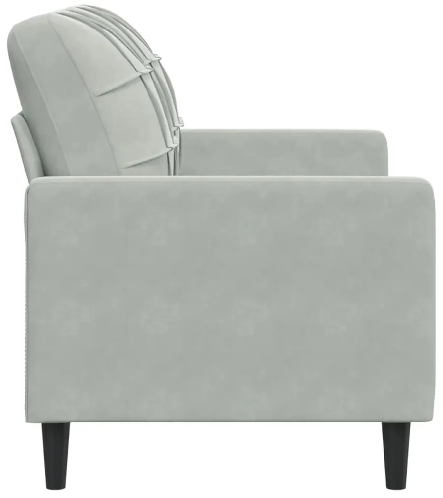 Sofá de 2 lugares 120 cm veludo cinzento-claro