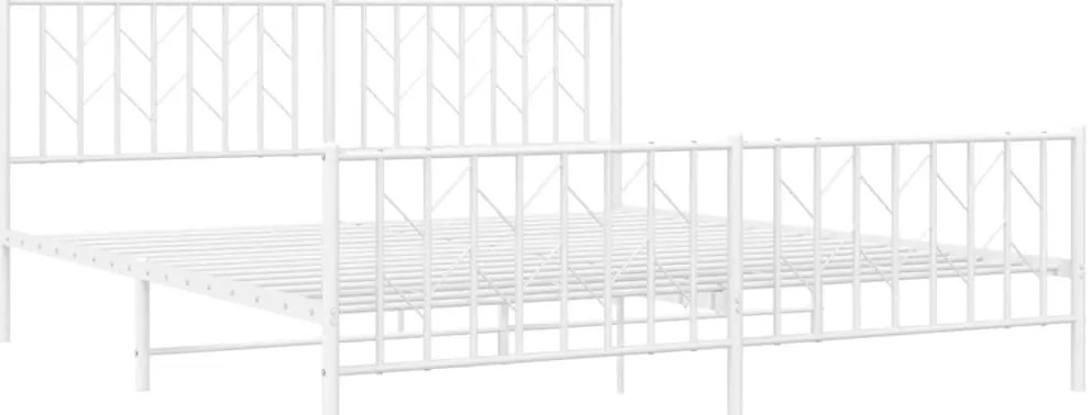 Estrutura de cama com cabeceira e pés 183x213 cm metal branco