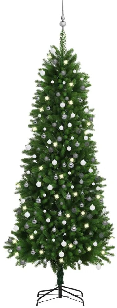 vidaXL Árvore Natal artificial pré-iluminada c/ bolas 240 cm verde