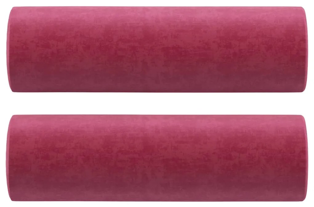 Sofá 3 lug. + almofadas decorativas 180cm veludo vermelho tinto