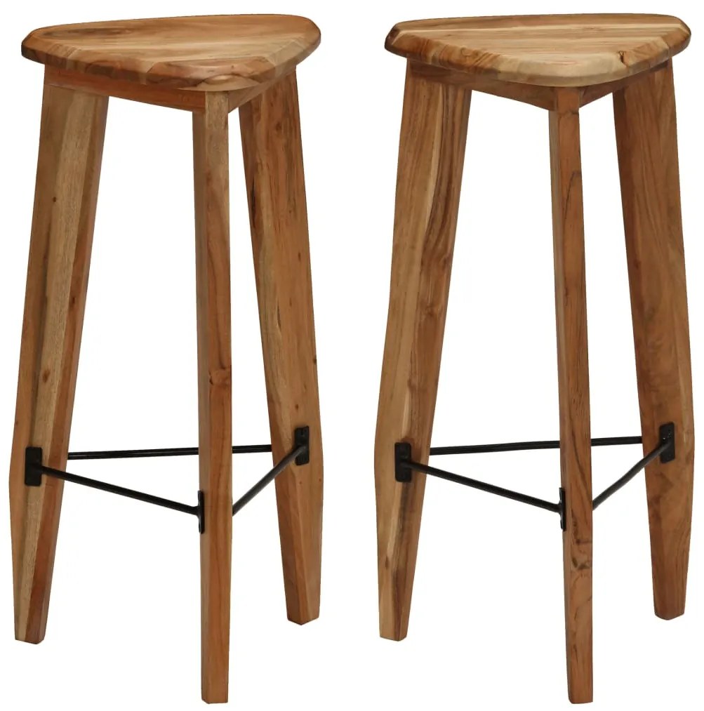 Bancos de bar 2 pcs madeira de acácia maciça