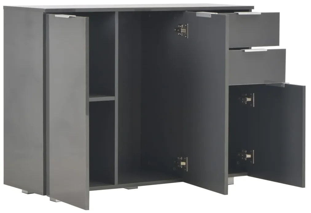 Aparador 107x35x80,5 cm cinzento brilhante