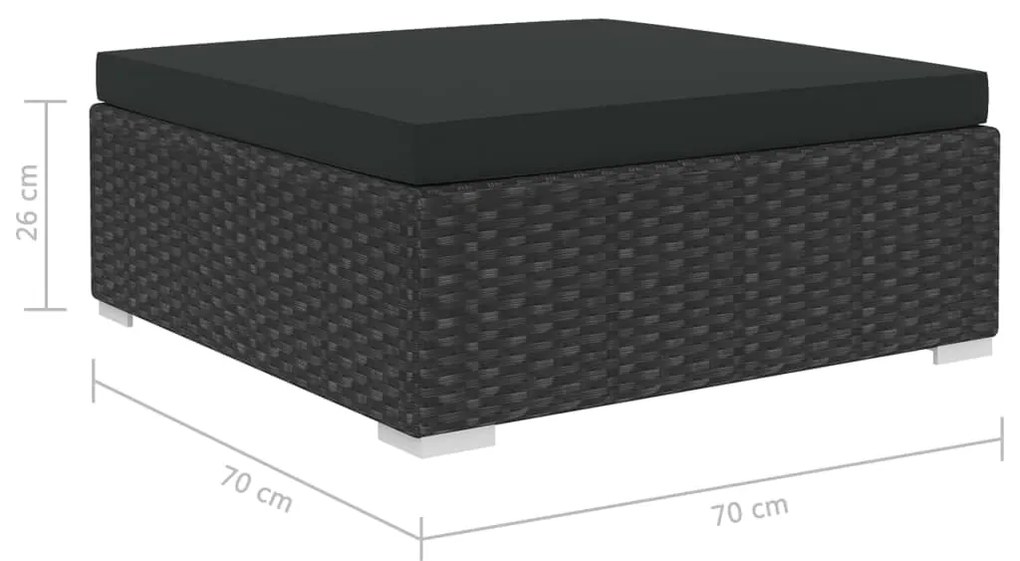 5 pcs conjunto lounge de jardim c/ almofadões vime PE preto