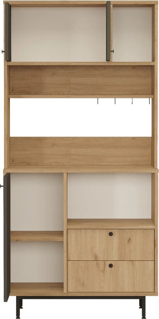 Armário Alto de Cozinha "Toledo" E-1 - Carvalho e Antracite- 88x180x35