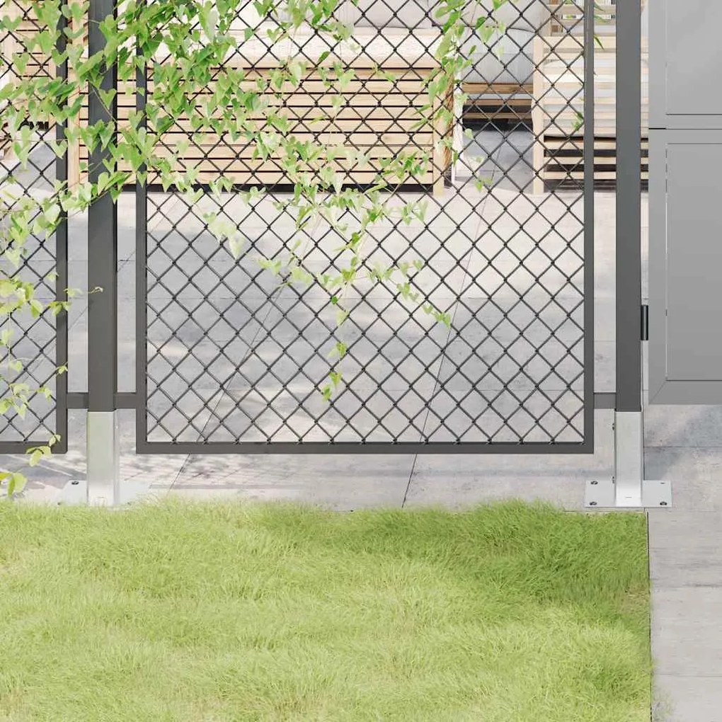 vidaXL Bases de poste quadradas 4 pcs prata 46x46 mm aço galvanizado