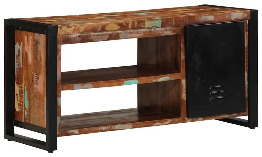 Banco de Sapatos Multicolorido 100x40x50 cm Madeira Recuperada