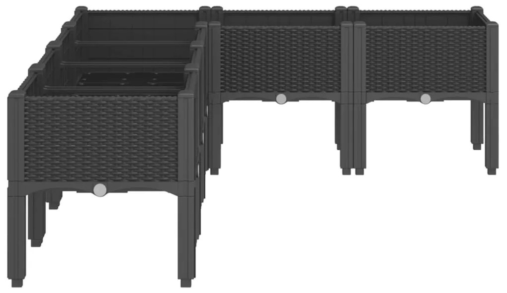 Vaso/floreira de jardim c/ pernas 160x120x42 cm PP preto