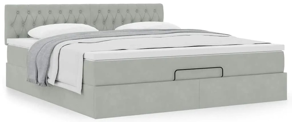 Estrutura de cama otomana com colchão 160x200 cm cinzento claro