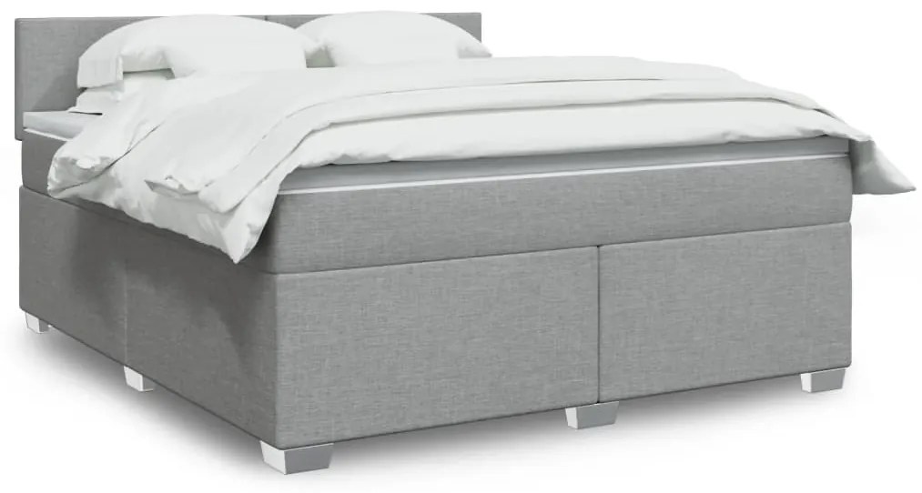 vidaXL Cama com molas/colchão 180x200 cm tecido cinzento-claro