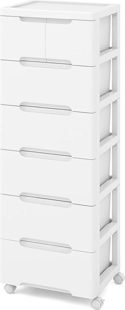 Armário vertical, móvel de arrumação com 7 gavetas 40 x 32 x 114 cm, branco