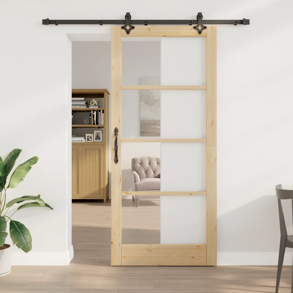 vidaXL Conjunto de Porta Deslizante Conjunto de 2 Natural e preto