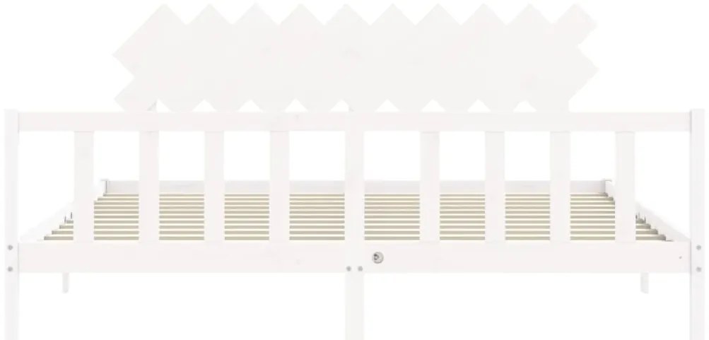Cama sem colchão 200x200 cm madeira de pinho maciça branco