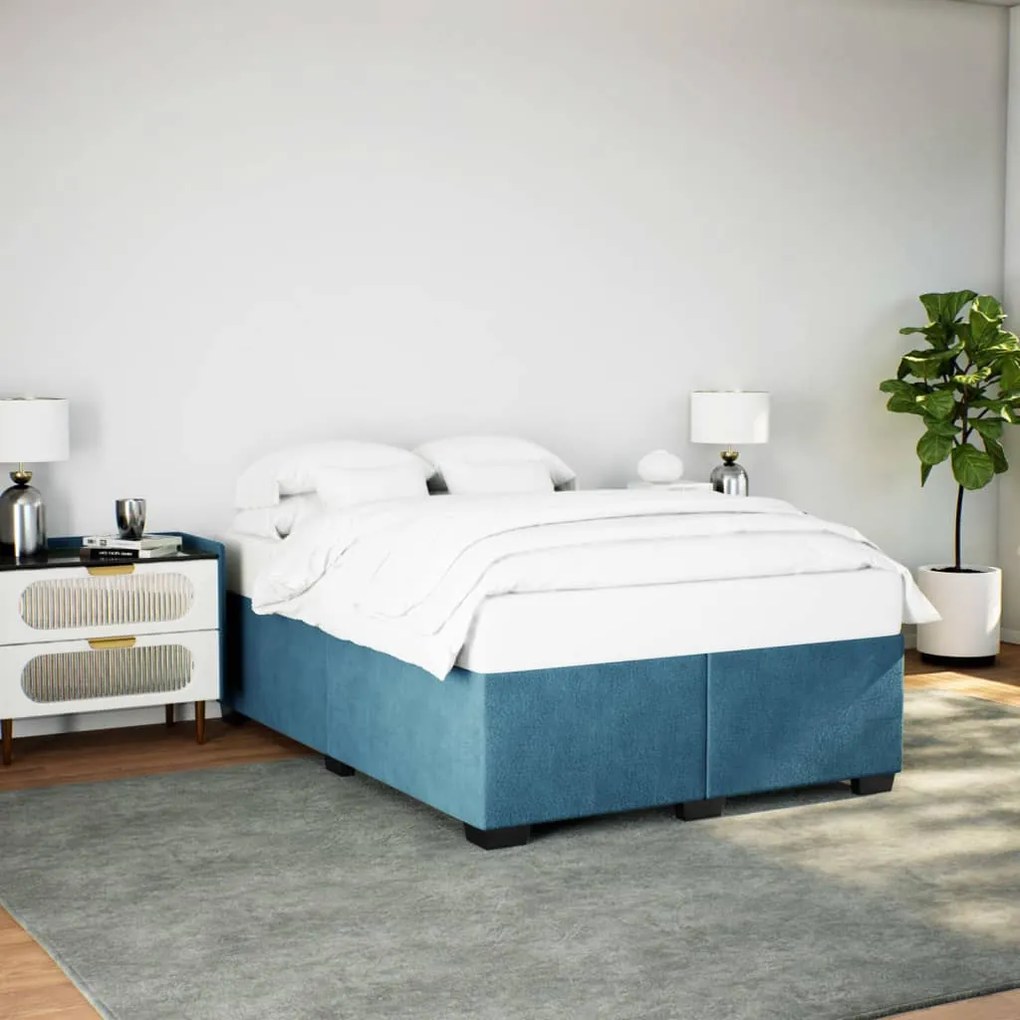 vidaXL Estrutura de cama 140x190 cm veludo azul