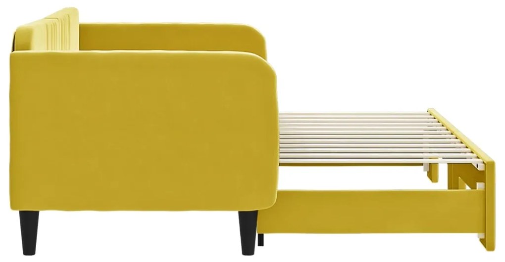 Sofá-cama com gavetão 80x200 cm veludo amarelo