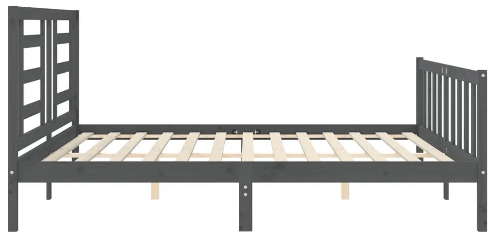Estrutura de cama com cabeceira 200x200 cm madeira maciça cinza