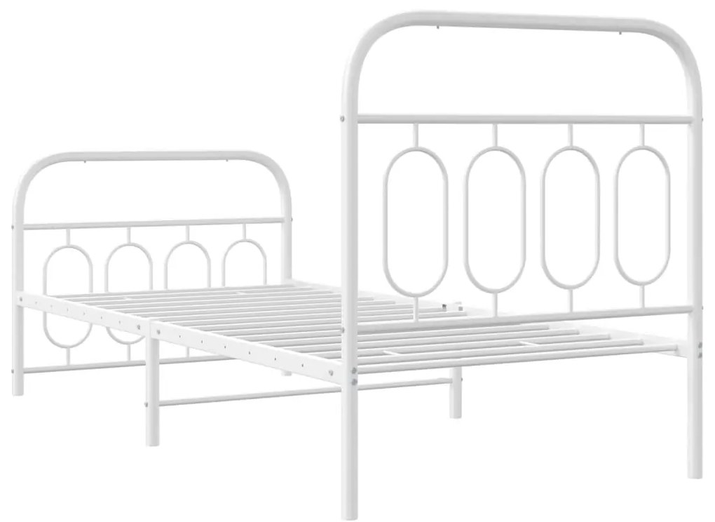Estrutura de cama com cabeceira e pés 80x200 cm metal branco