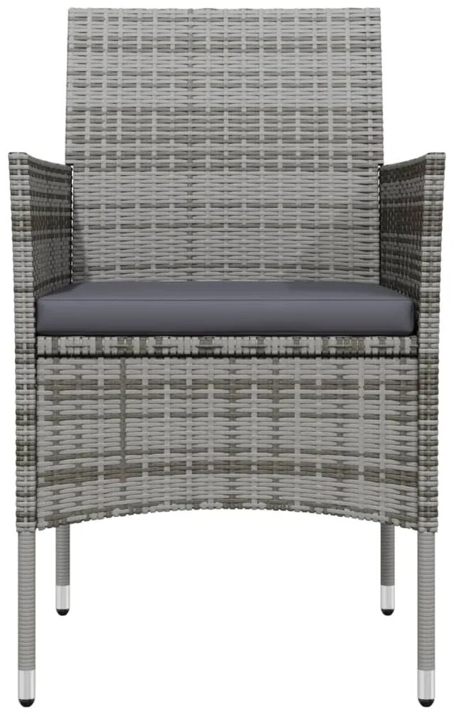 5 pcs conjunto de jantar jardim com almofadões cinzento/preto