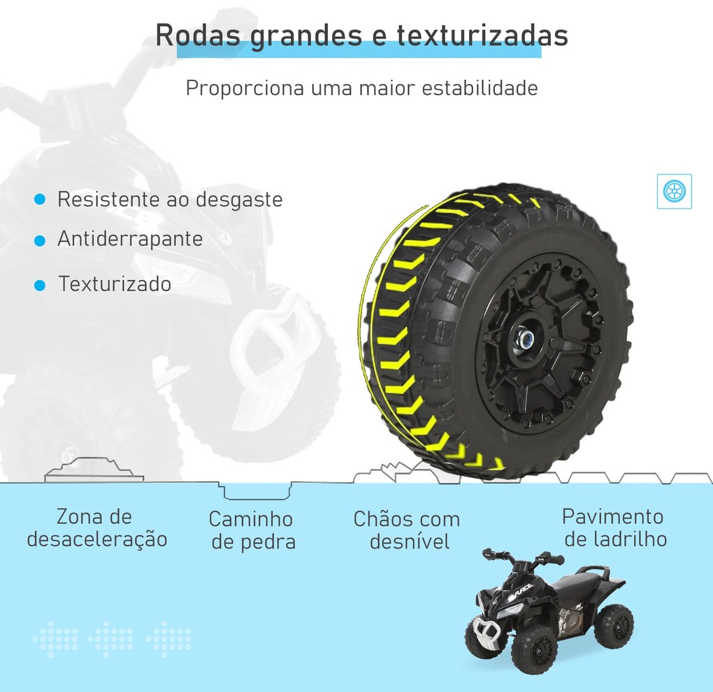 Andarilho Moto 4 para Crianças Carro Andador Infantil com Luzes e Música Desenho Inovador Carga 20kg 67,5x38x44 cm Preto