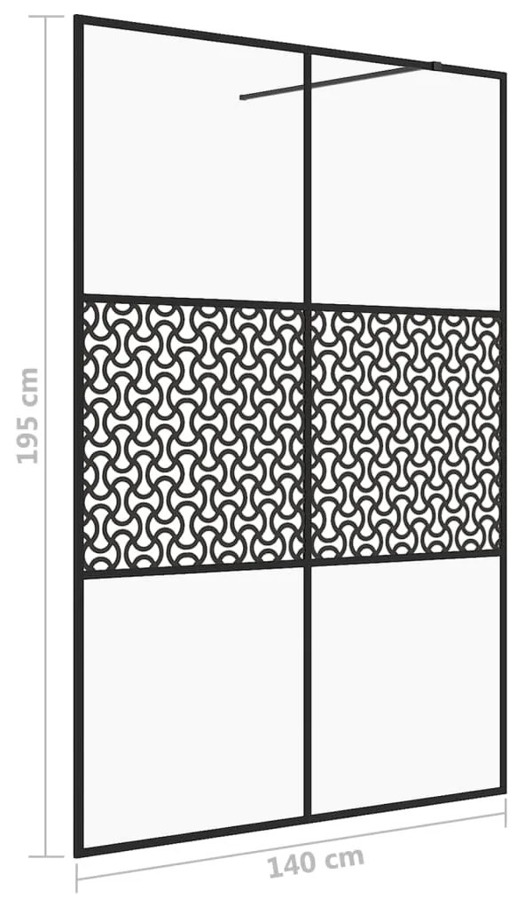 Divisória de chuveiro c/ vidro transparente ESG 140x195cm preto