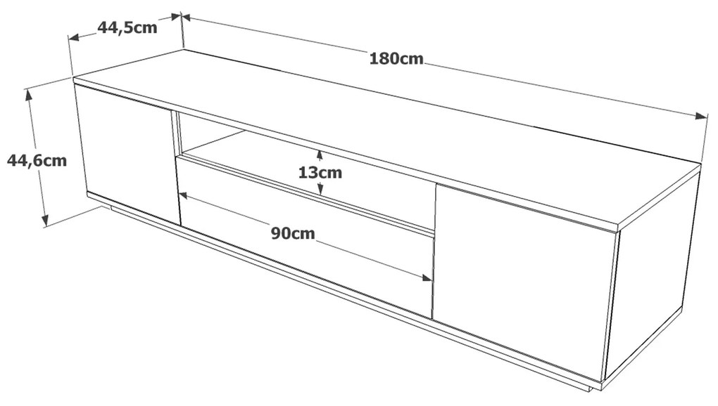 Móvel de TV "Nova" – Pinho Atlântico e Antracite - 180x44.5x44.6 cm –