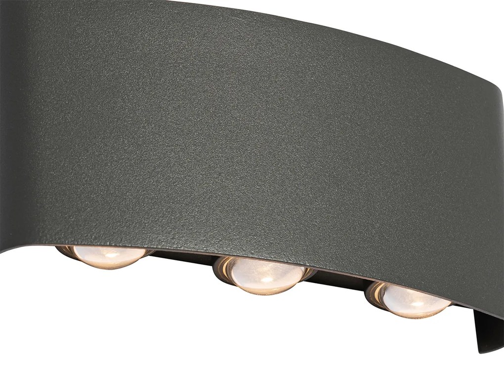 Candeeiro de parede exterior cinzento escuro com LED 6 luzes IP54 - Silly Moderno