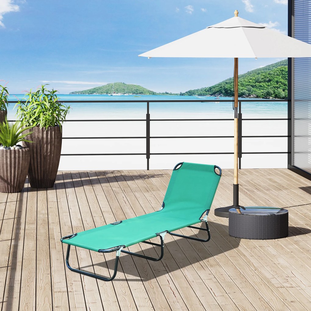 Espreguiçadeira dobrável e reclinável em tecido Oxford para praia, campismo e piscina, 188 x 56 x 28 cm, verde