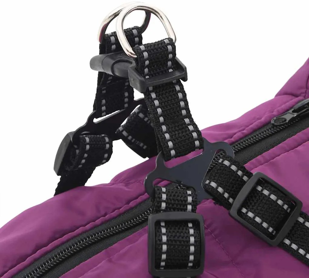 casaco para cães com arnês impermeável reflexivo roxo L44