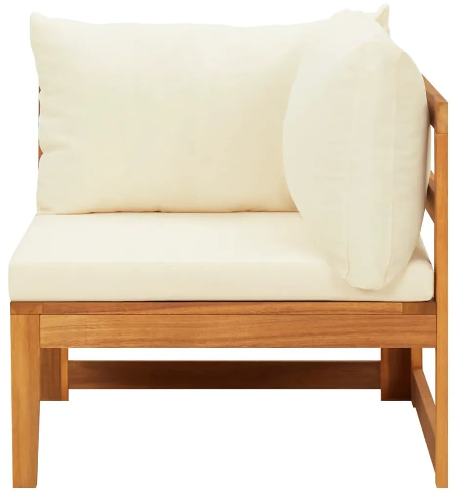 2 pcs conj. lounge de jardim c/ almofadões branco nata acácia