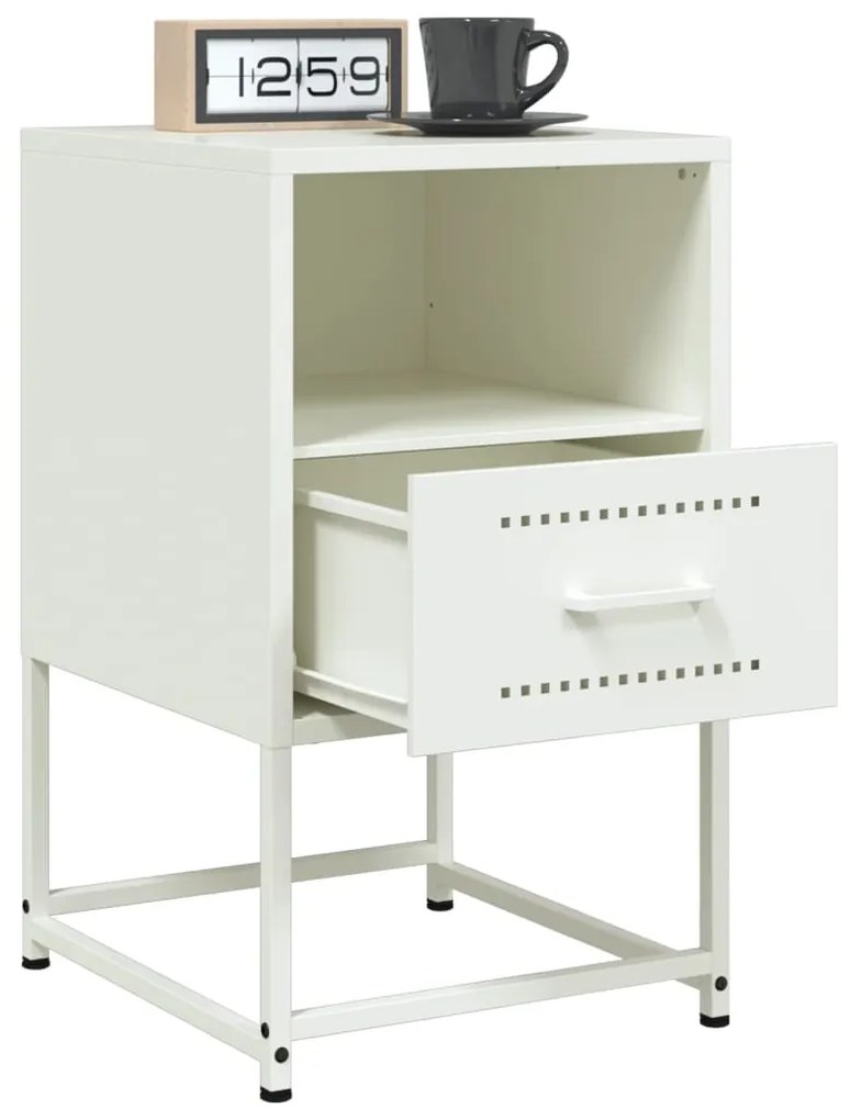 Mesas de cabeceira 2 pcs 36x39x60,5 cm aço branco