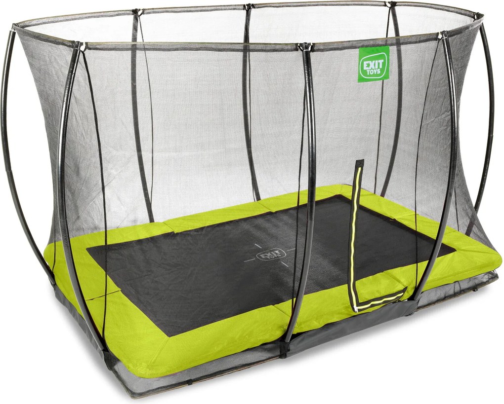 Trampolim retangular de solo Silhouette 214 x 305 cm com rede de segurança - verde