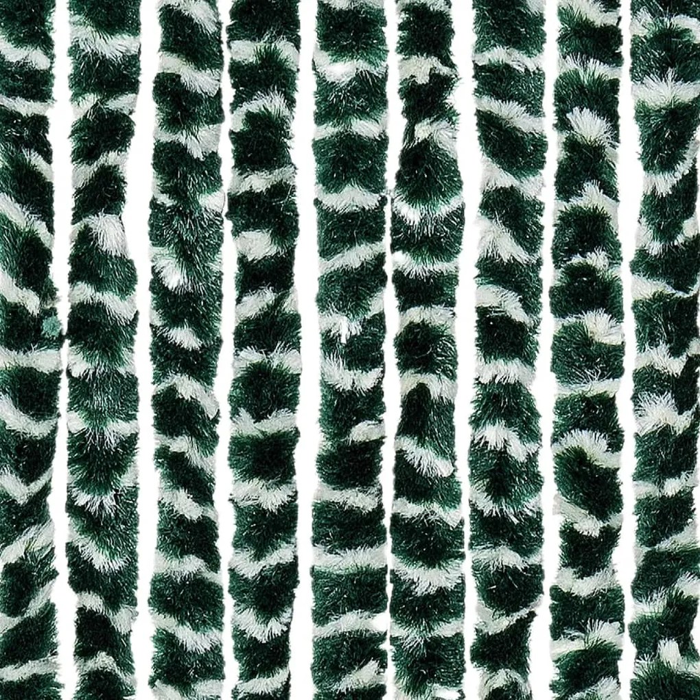 Cortina anti-insetos 100x230 cm chenille verde e branco