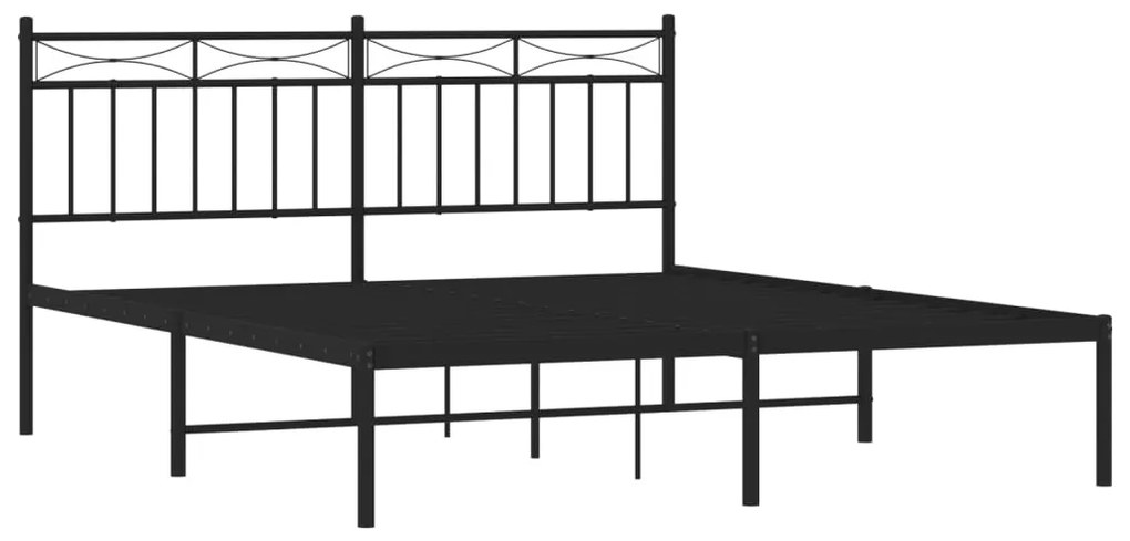 Estrutura de cama com cabeceira 160x200 cm metal preto