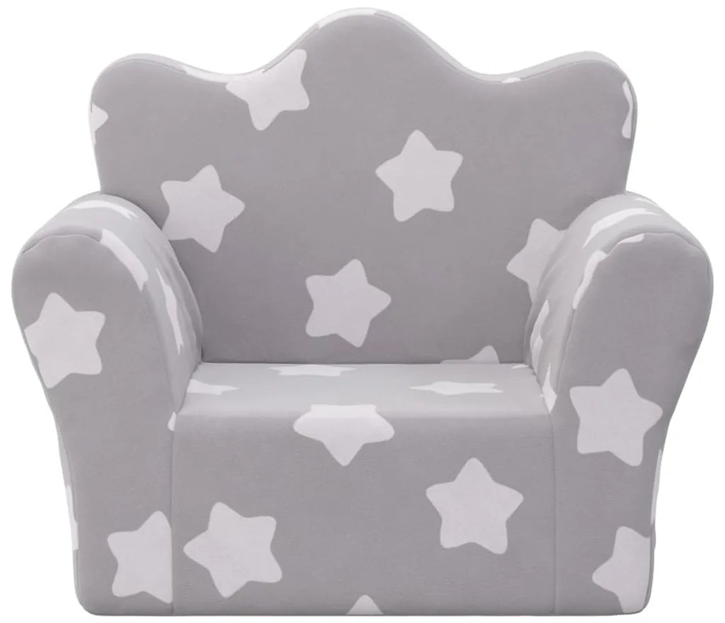 Sofá infantil c/ estrelas pelúcia macia cinzento-claro