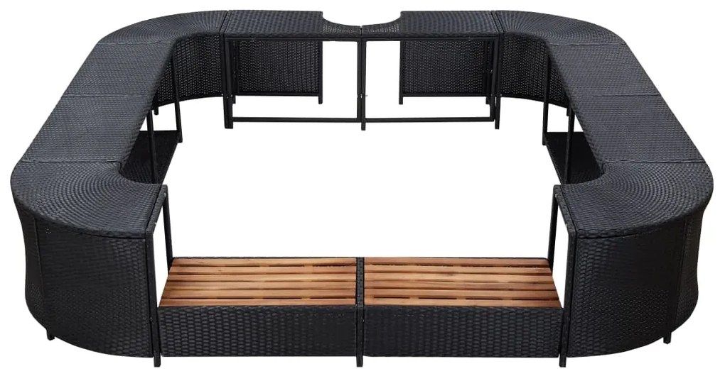 Contorno de spa quadrado 268 x 268 x 55 cm vime PE preto