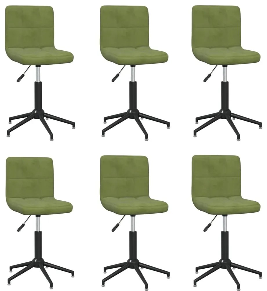 vidaXL Cadeiras de jantar giratórias 6 pcs veludo verde-claro