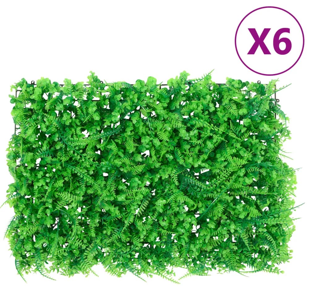 Vedação de folhas de feto artificiais 6 pcs 40x60 cm verde