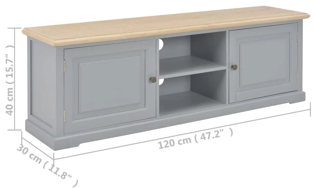 Móvel de TV 120x30x40 cm madeira cinzento