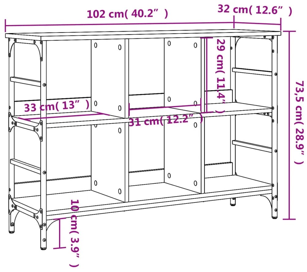 Aparador 102x32x73,5 cm derivados de madeira cinzento sonoma