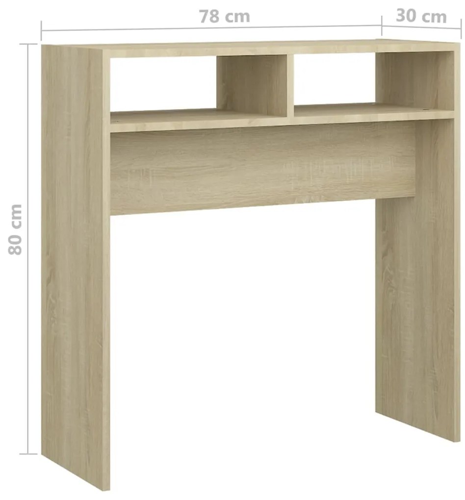 Mesa consola 78x30x80 cm derivados de madeira carvalho sonoma