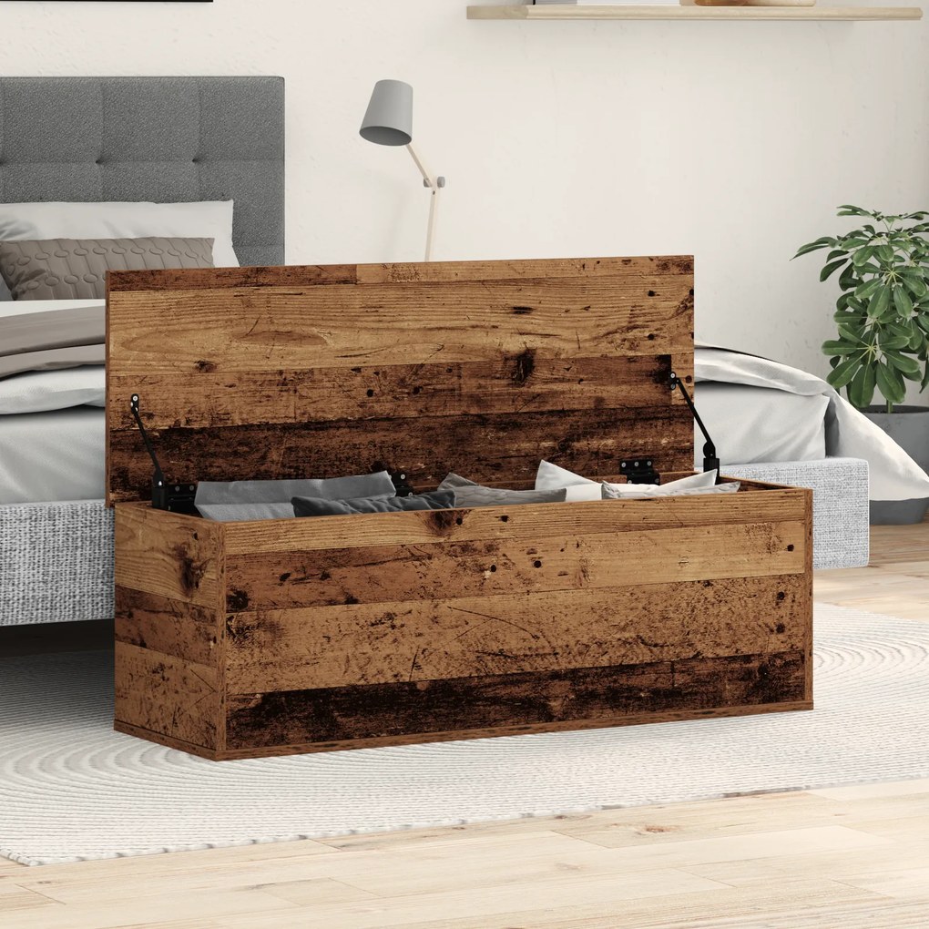 Caixa de Armazenamento vidaXL em Madeira Reciclada 102x35x35 cm com Madeira Reforçada