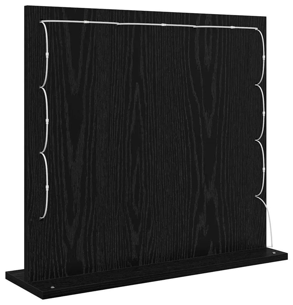 Espelho de Maquilhagem com Luzes LED Carvalho Preto 60x55x18 cm