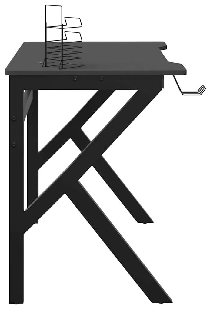 Secretária de gaming c/ pernas em forma de K 90x60x75 cm preto
