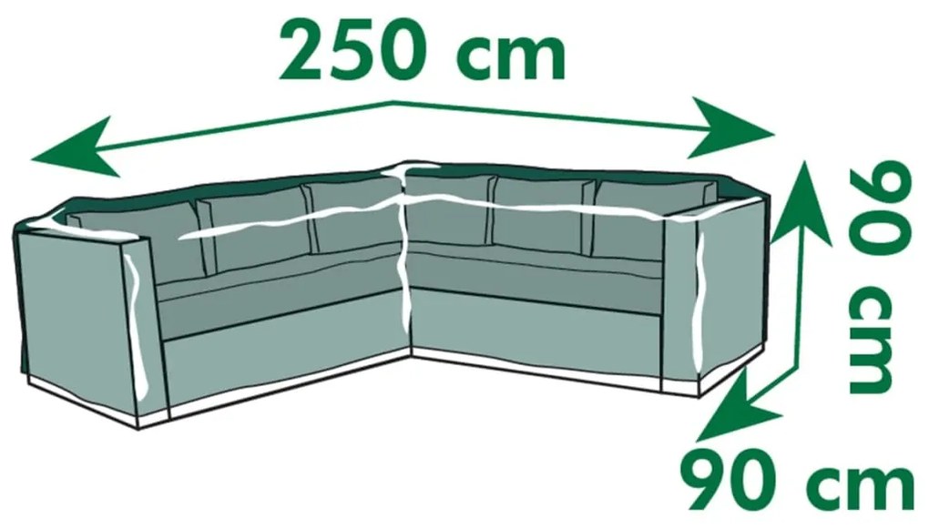 Capa p/ móveis jardim em forma de L 250x90x90 cm