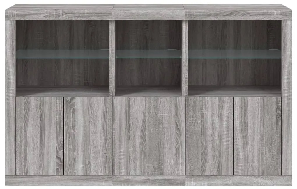 Aparador com luzes LED 162x37x100 cm cinzento sonoma