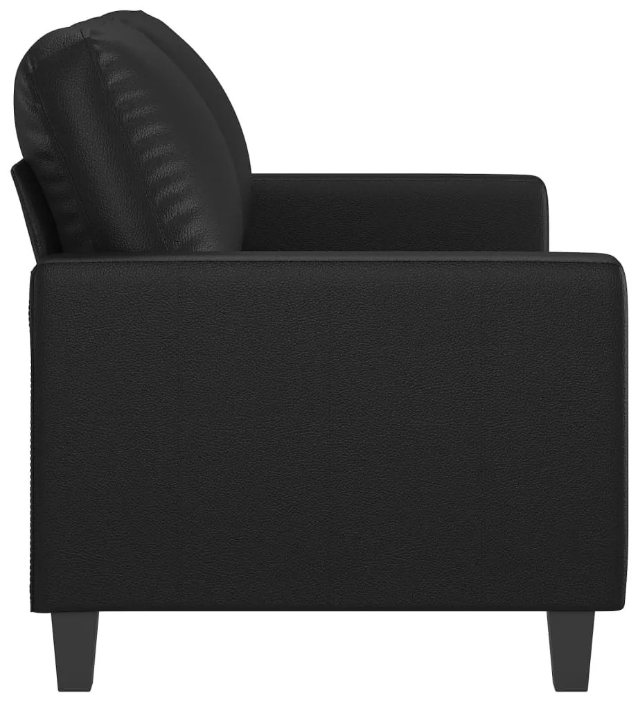 Sofá de 2 lugares 120 cm couro artificial preto