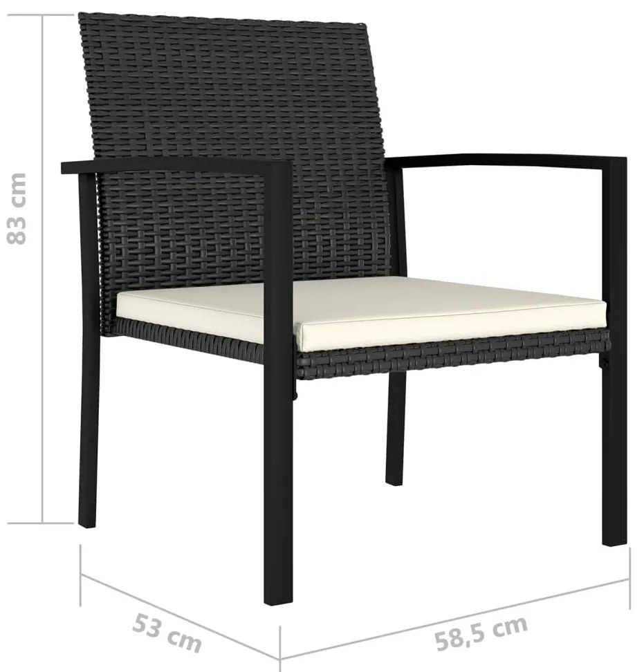 Cadeiras de jantar para jardim 2 pcs vime PE preto