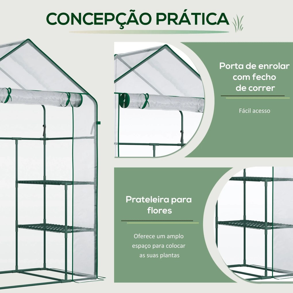 Estufa de Jardim Estufa de Terraço com 4 Prateleiras 1 Porta com Fecho