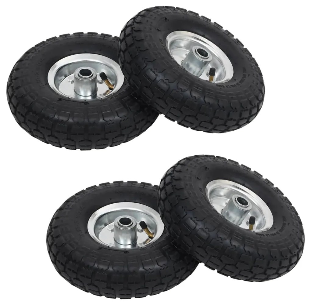 142976 vidaXL Rodas p/ carrinho de carga manual 4 pcs borracha 4.10/3.50-4
