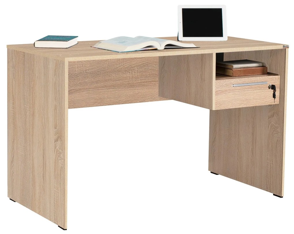 Secretária "Simple" com Gaveta - 120 x 75 x 60 cm - Sonomo e Branco -