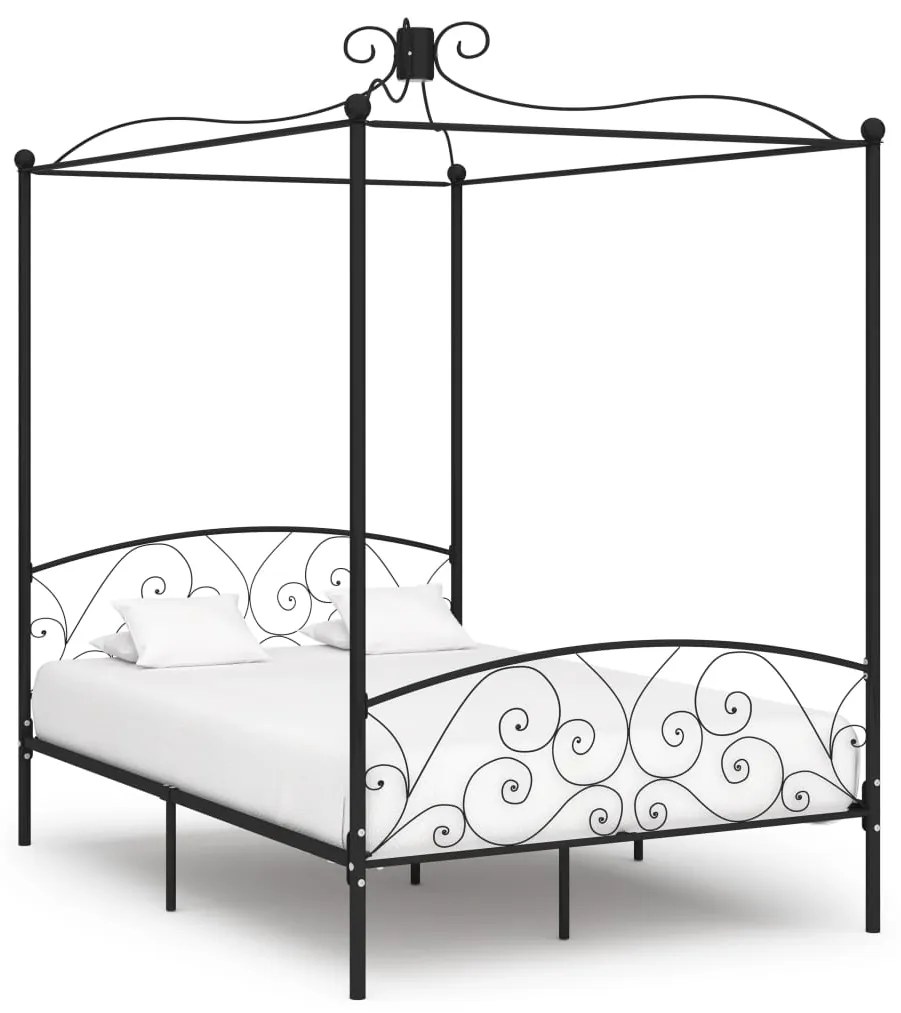 Estrutura de cama com dossel 120x200 cm metal preto